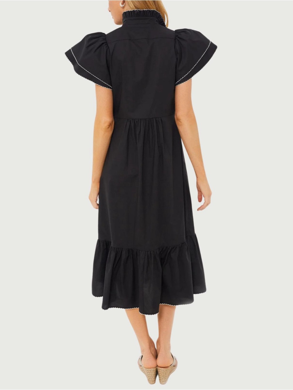 Tuckernuck Black Alice  Midi Dress with Contrast Piping size medium - Picture 3 of 9
